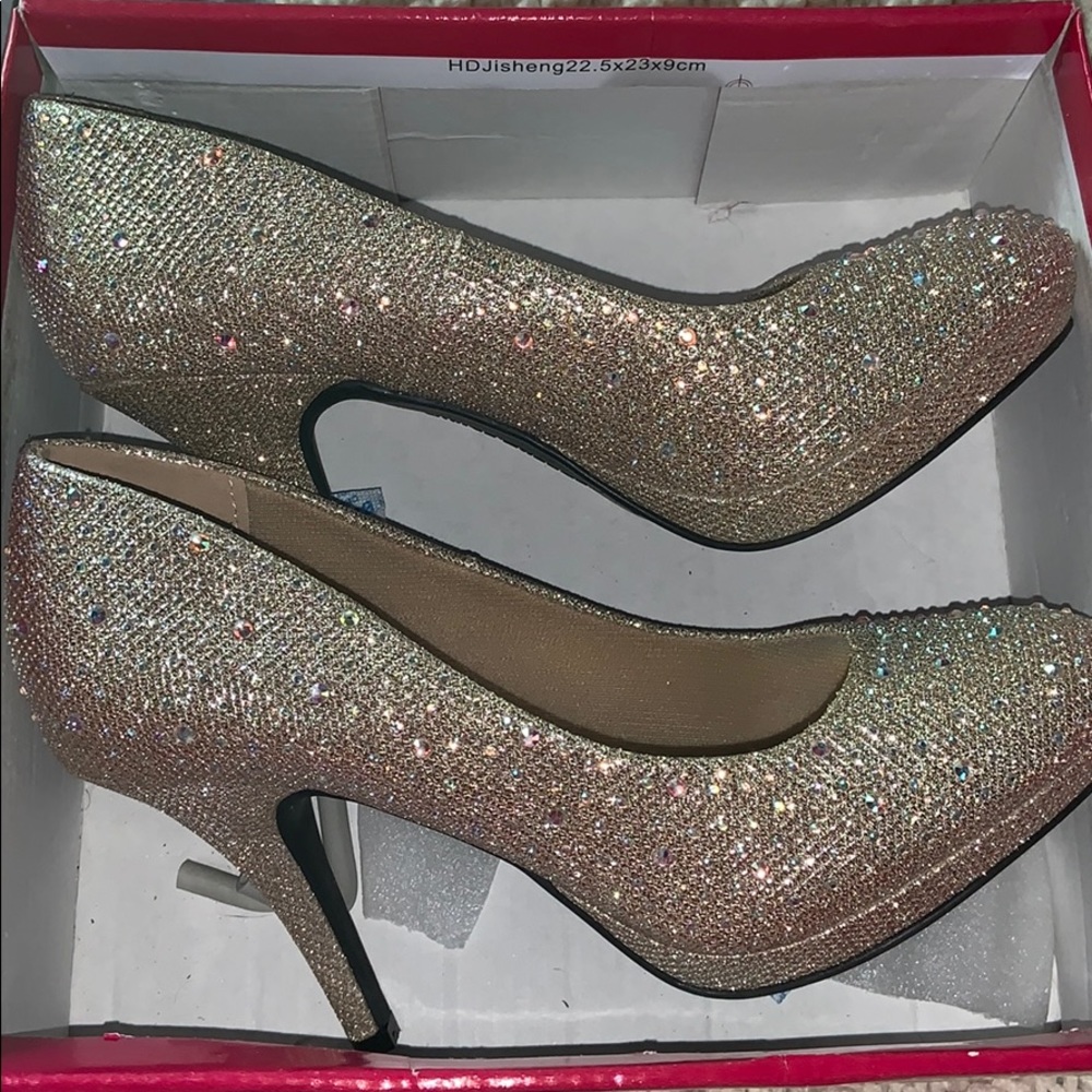 Rhinestone embezzled heels